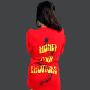 Money over emotions red t-shirt