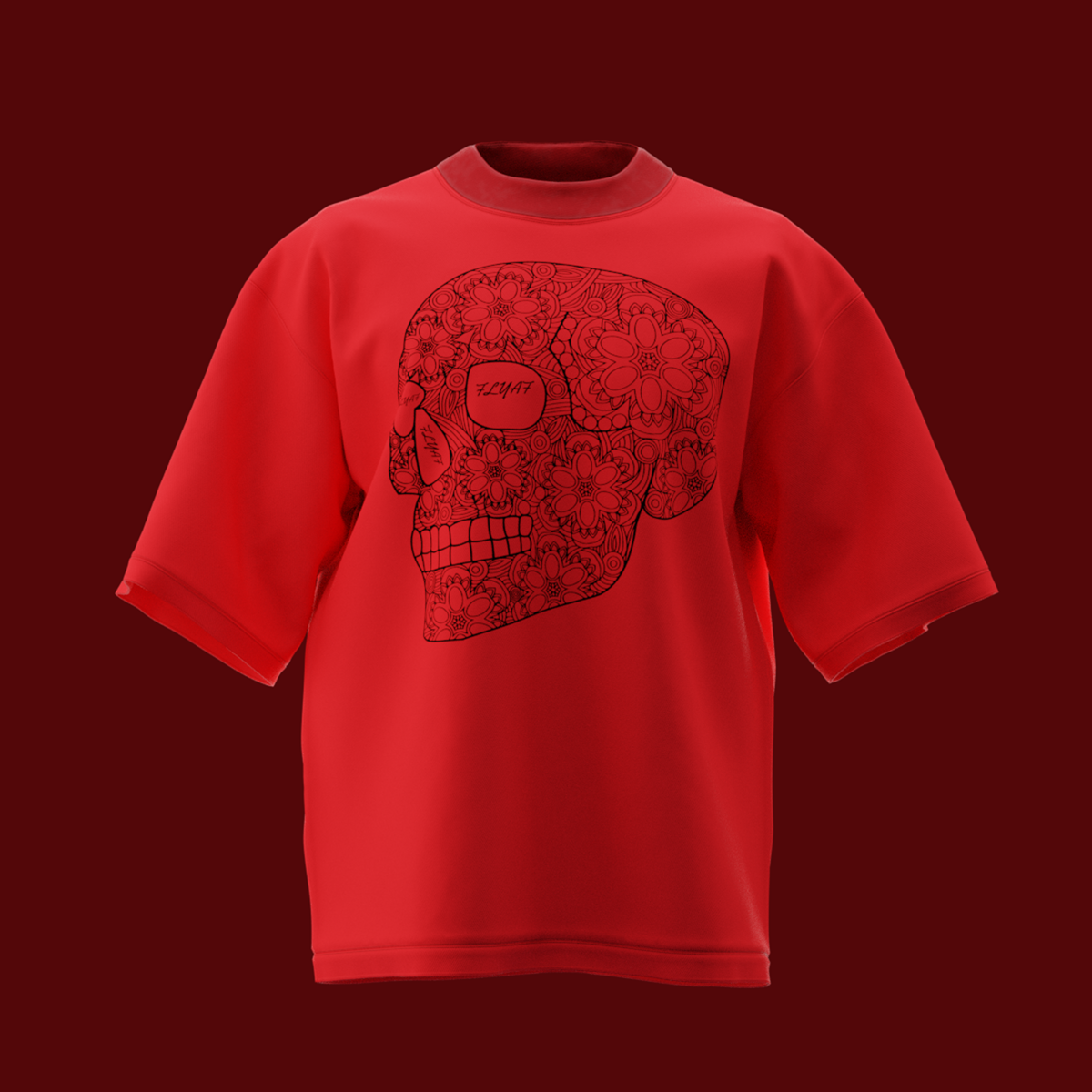 Mandala skull red t-shirt