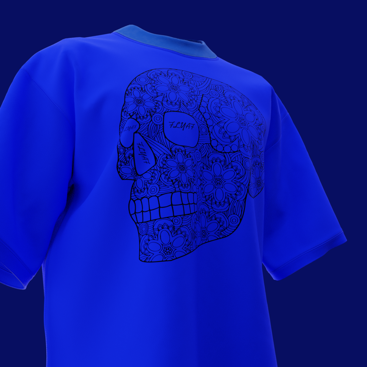 Mandala skull blue t-shirt