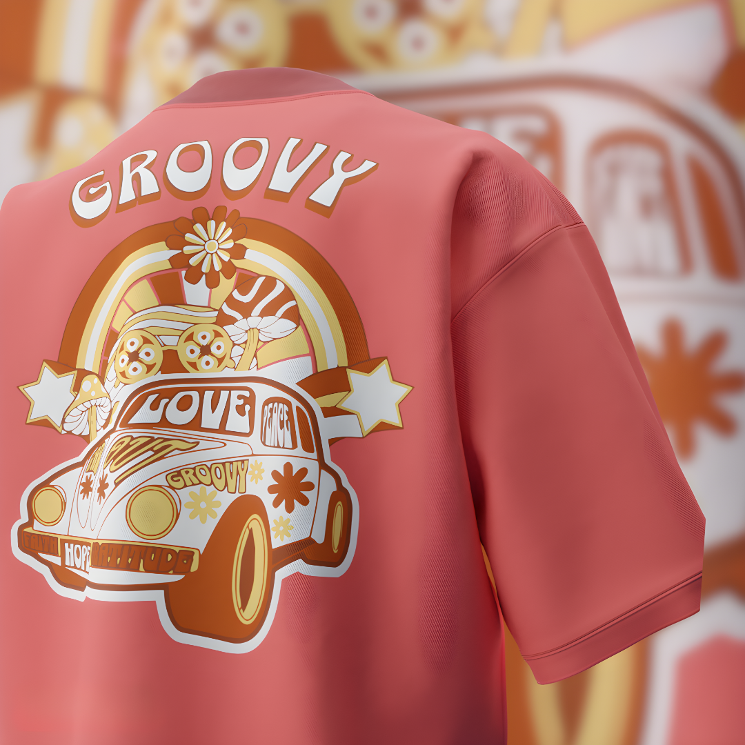 Groovy peach puff t-shirt